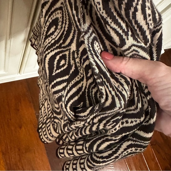Anthropologie Moth Women’s Open Waterfall Knit Cardigan Sweater Brown Patterned - Picture 5 of 8
